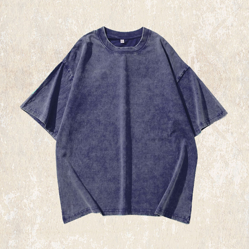 美式復古做舊炒雪花水洗短袖T恤男夏季潮牌日系寬鬆休閒上衣