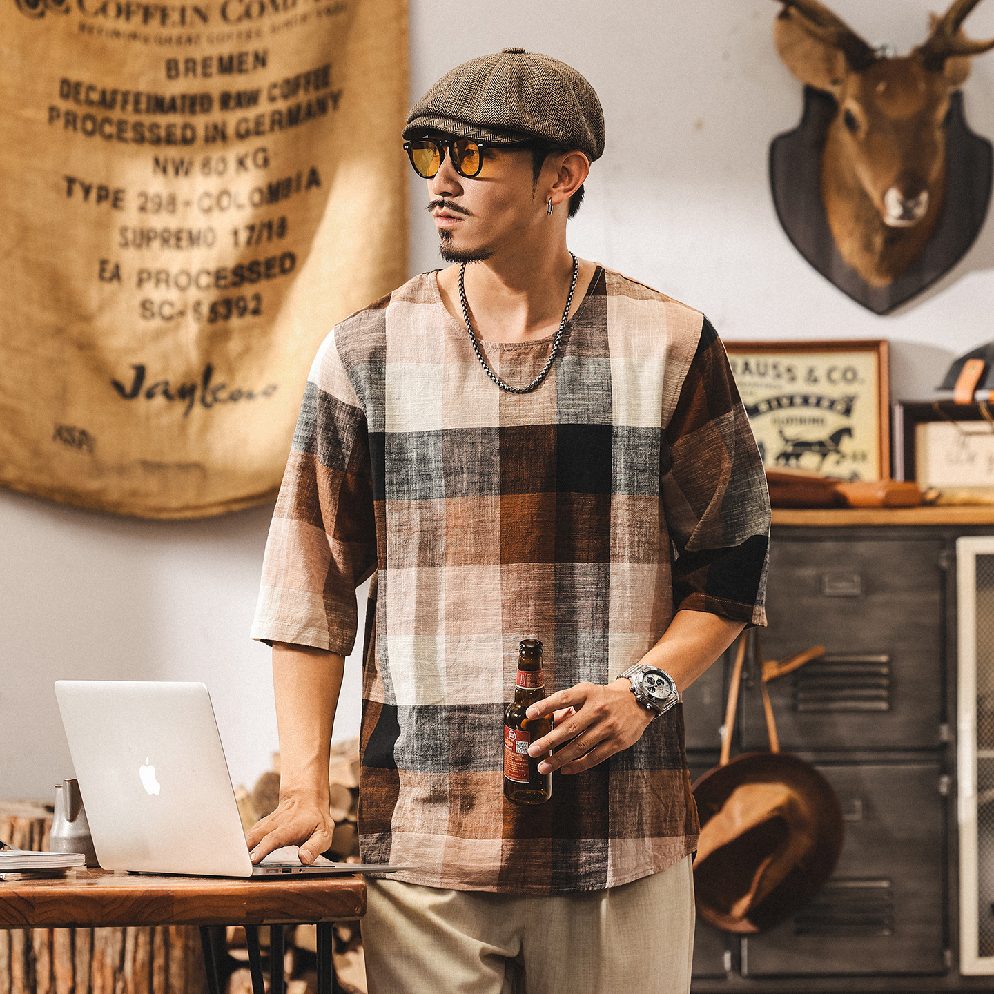 古典中式國風棉麻男士短袖t恤夏季新款潮牌老錢風復古休閒上衣男T