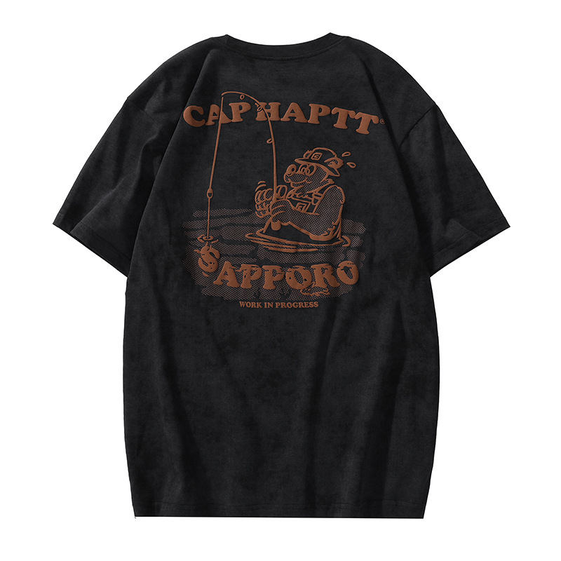 杰雷諾美式經典復古重磅T恤男短袖夏季潮牌寬鬆趣味印花半袖上衣T