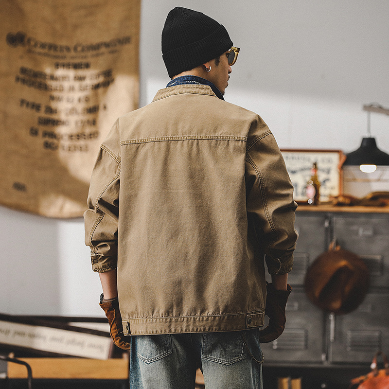 美式经典复古硬汉立领工装休闲夹克外套男春秋成熟痞帅春季外套男
