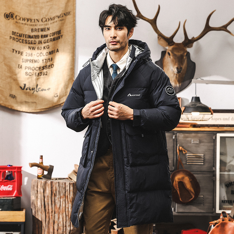 美式潮牌中長款羽絨服男冬季2024年新款潮流帥氣加厚冬裝連帽外套