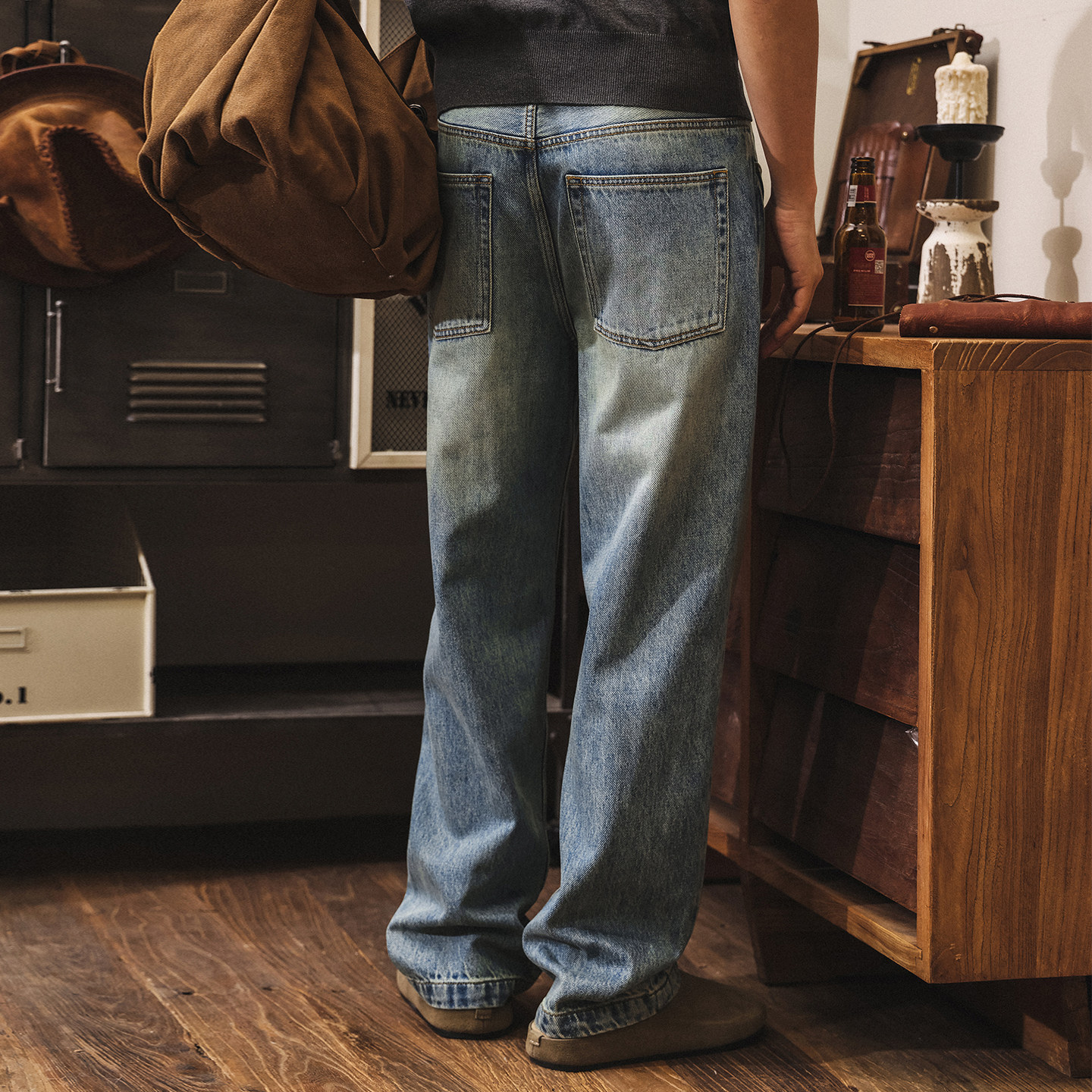 美式復古天空藍水洗牛仔褲男款直筒春季2026新款寬鬆男士休閒褲子