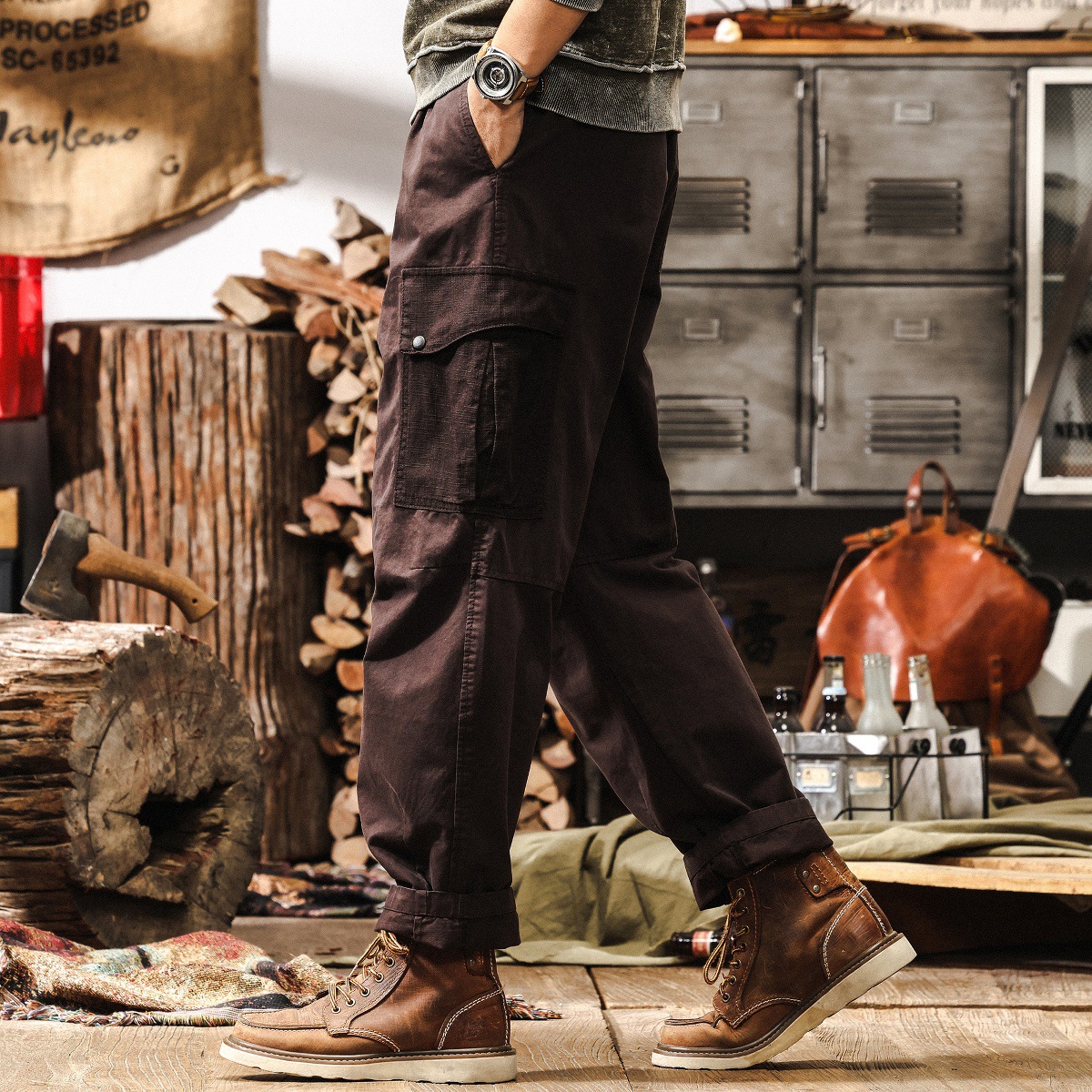 美式復古潮牌耐磨工裝褲子男2025秋季新款戶外寬鬆直筒男士休閒褲