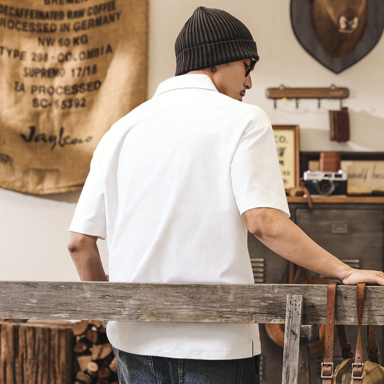 美式復古男士Polo短袖男士T恤夏季2026新款潮牌寬鬆亨利衫男