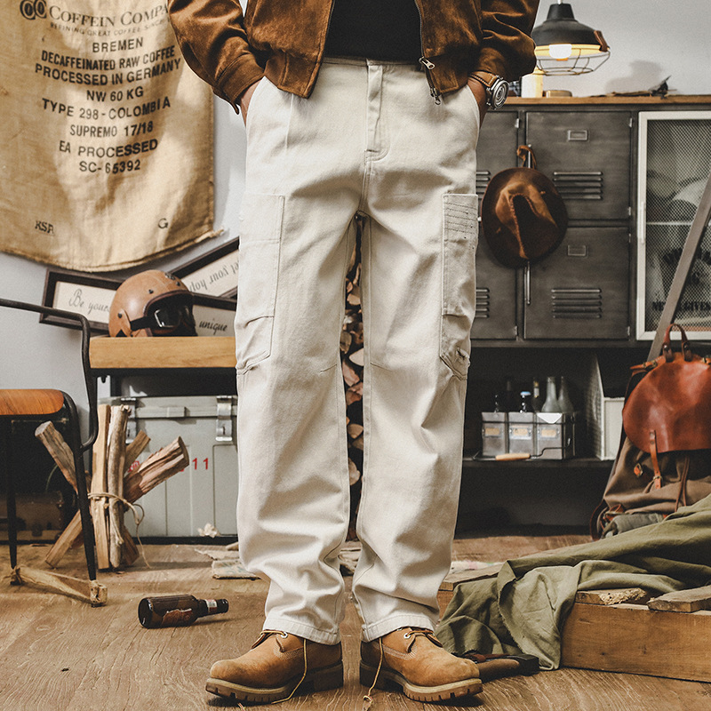 美式重磅複古工裝褲子男潮牌2024新款秋季男褲子直筒寬松休閑長褲