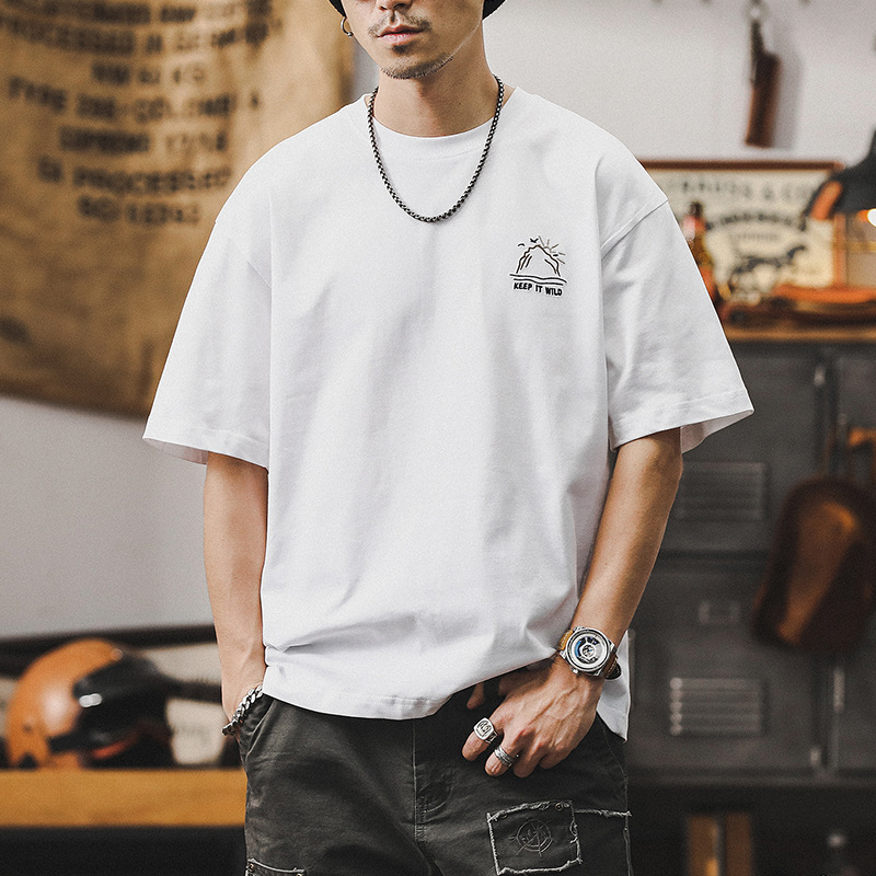 杰雷諾重磅白色短袖T恤男士夏季2024新款潮牌潮流大碼美式衣服男