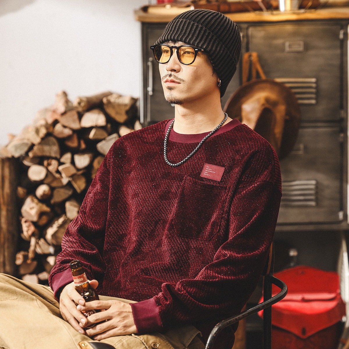 美式復古重磅肌理男士衛衣秋季2025新款潮牌寬鬆大碼春秋長袖上衣