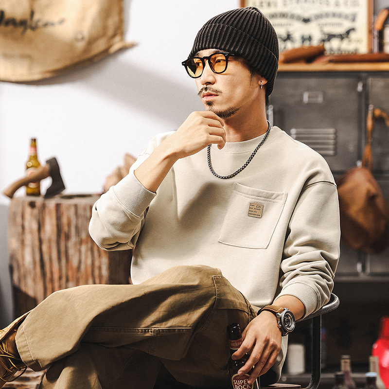 美式復古460g重磅衛衣男秋冬款加厚2024新款潮牌簡約男士寬鬆上衣