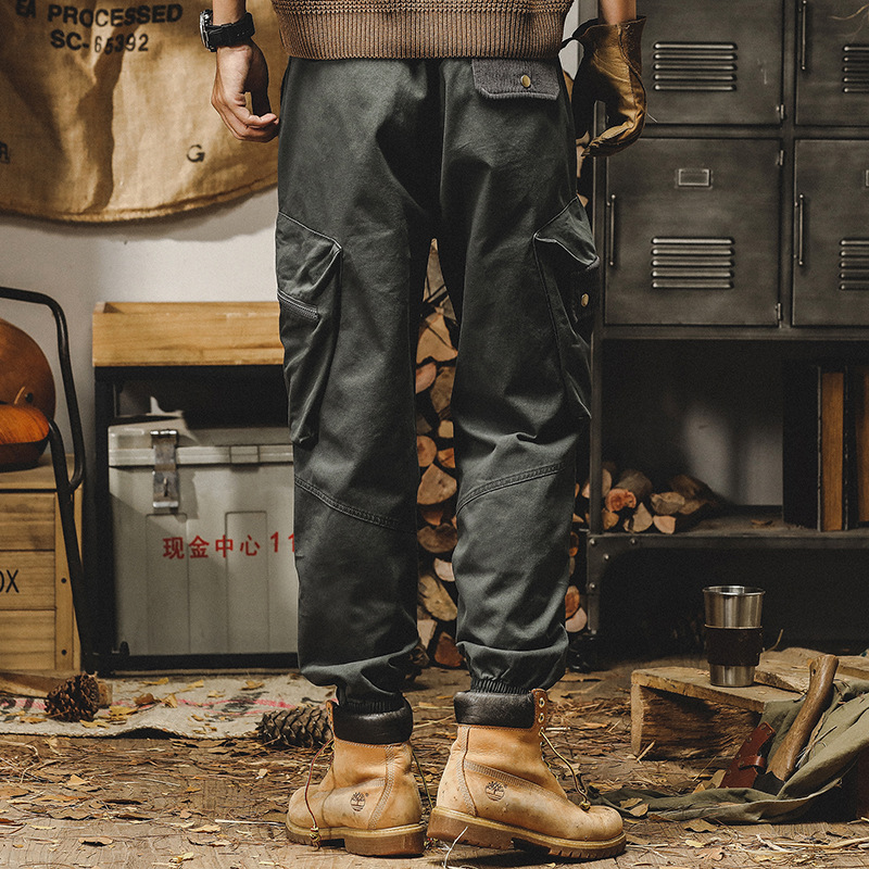 杰雷諾美式復古工裝褲男潮牌2023年秋冬款寬鬆直筒束腳休閒褲子男