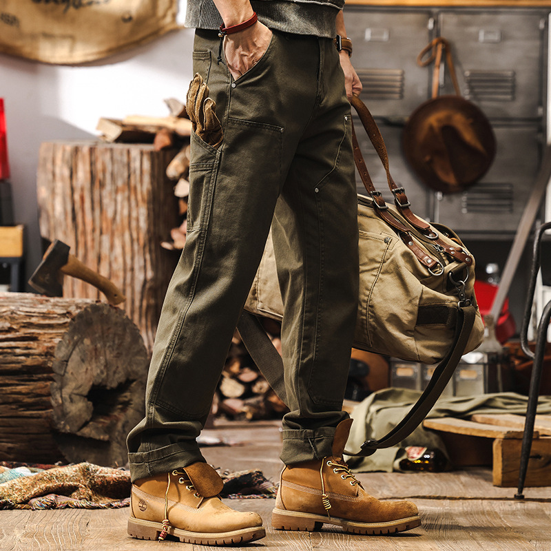 美拉德工裝褲子男春季2025新款美式復古伐木褲男士直筒休閒褲子男