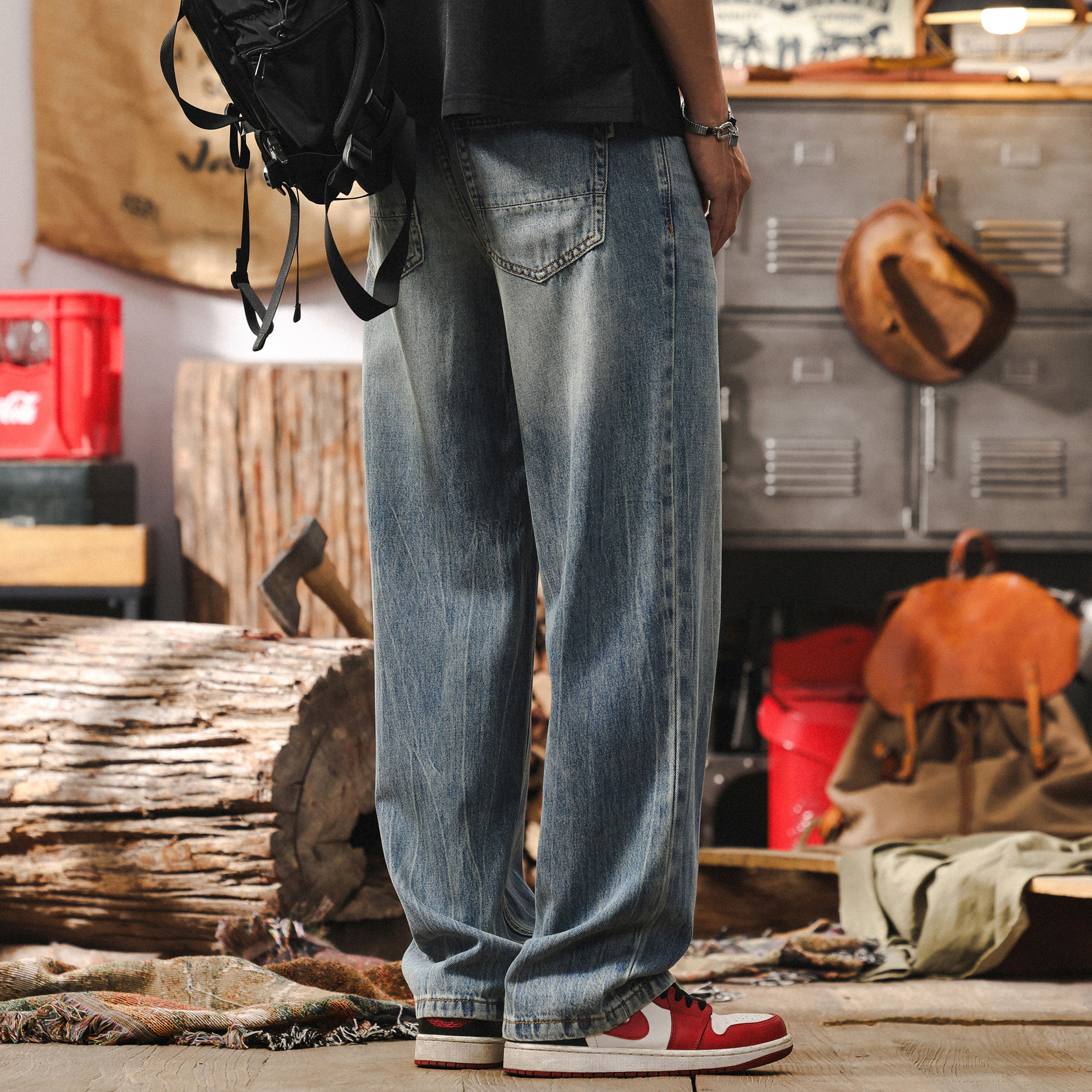 萊賽爾薄款牛仔褲男2025新款美式復古潮流褲子男士春季直筒休閒褲