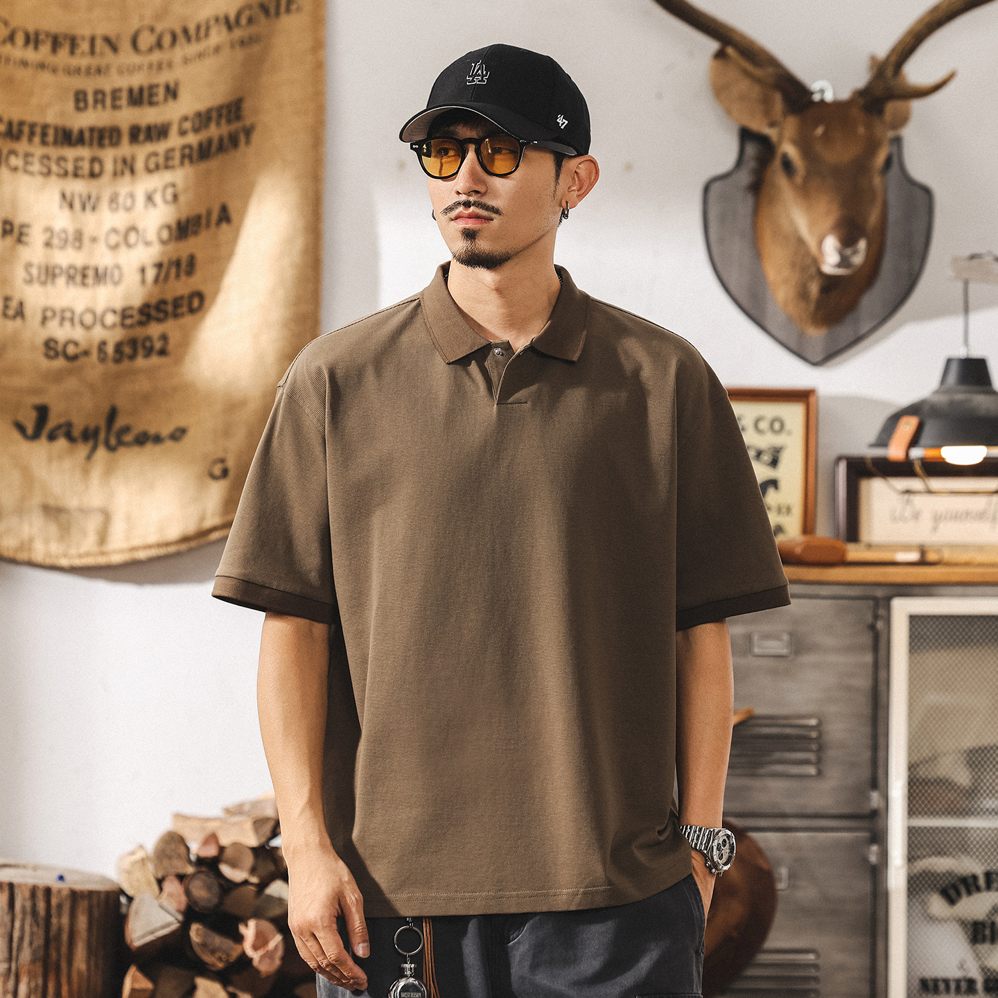 夏季新款涼感冰絲polo衫男士短袖索羅娜T恤男寬鬆大碼休閒體恤男T