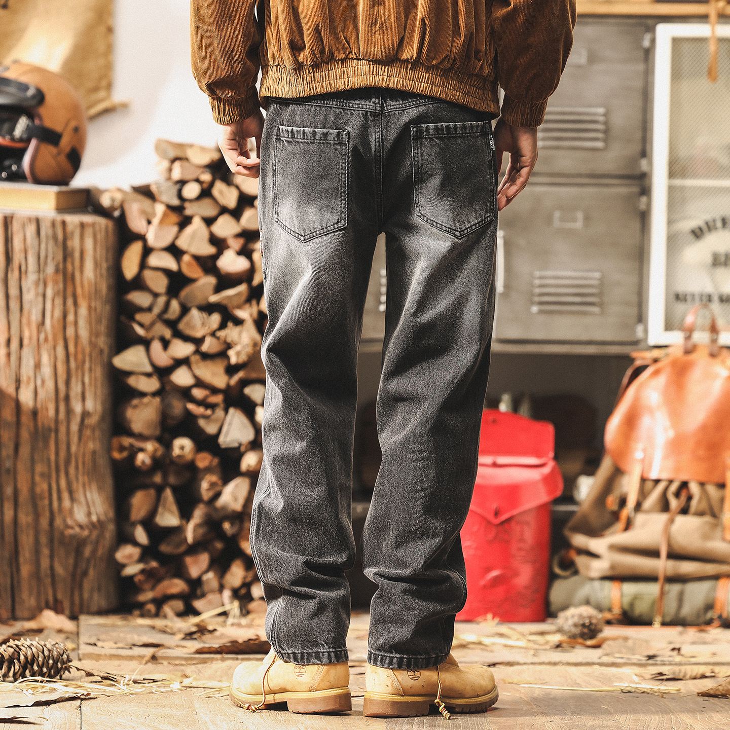 美式復古做舊水洗牛仔褲男秋季2025新款休閒褲子男寬鬆潮牌工裝褲