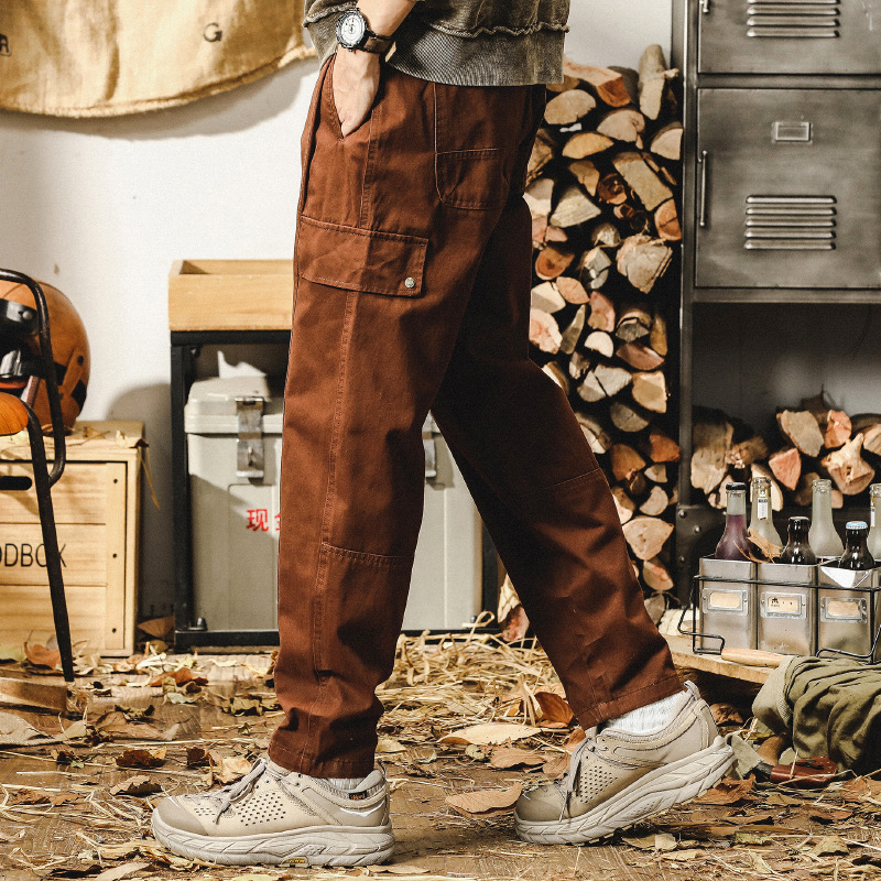 杰雷諾美式復古直筒休閒褲男秋冬款寬鬆潮牌痞帥戰術工裝褲男