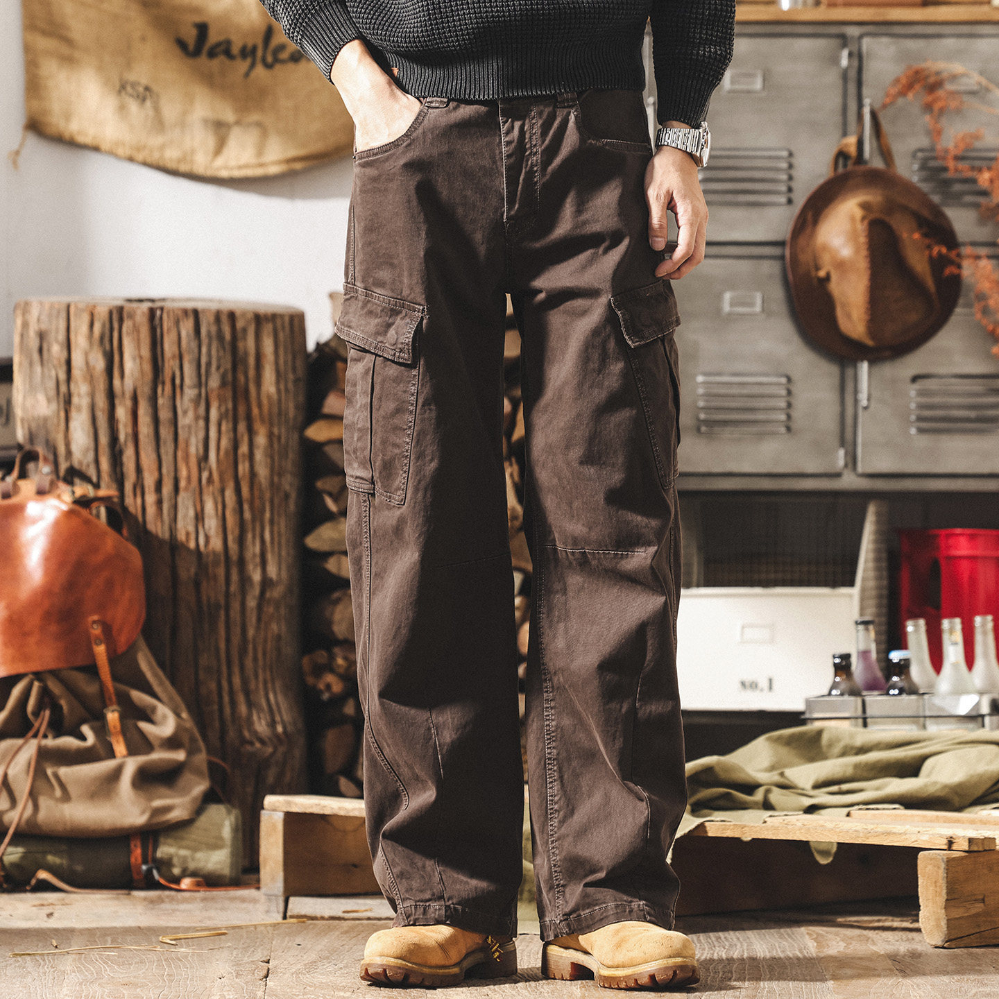 美式復古工裝褲子男2026新款春季寬鬆直筒闊腿高街潮流男士休閒褲