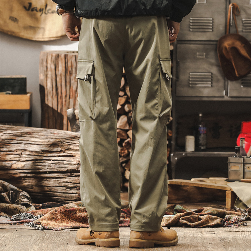 美式復古工裝褲子男2024新款戶外機能寬鬆傘兵褲男士秋季休閒長褲