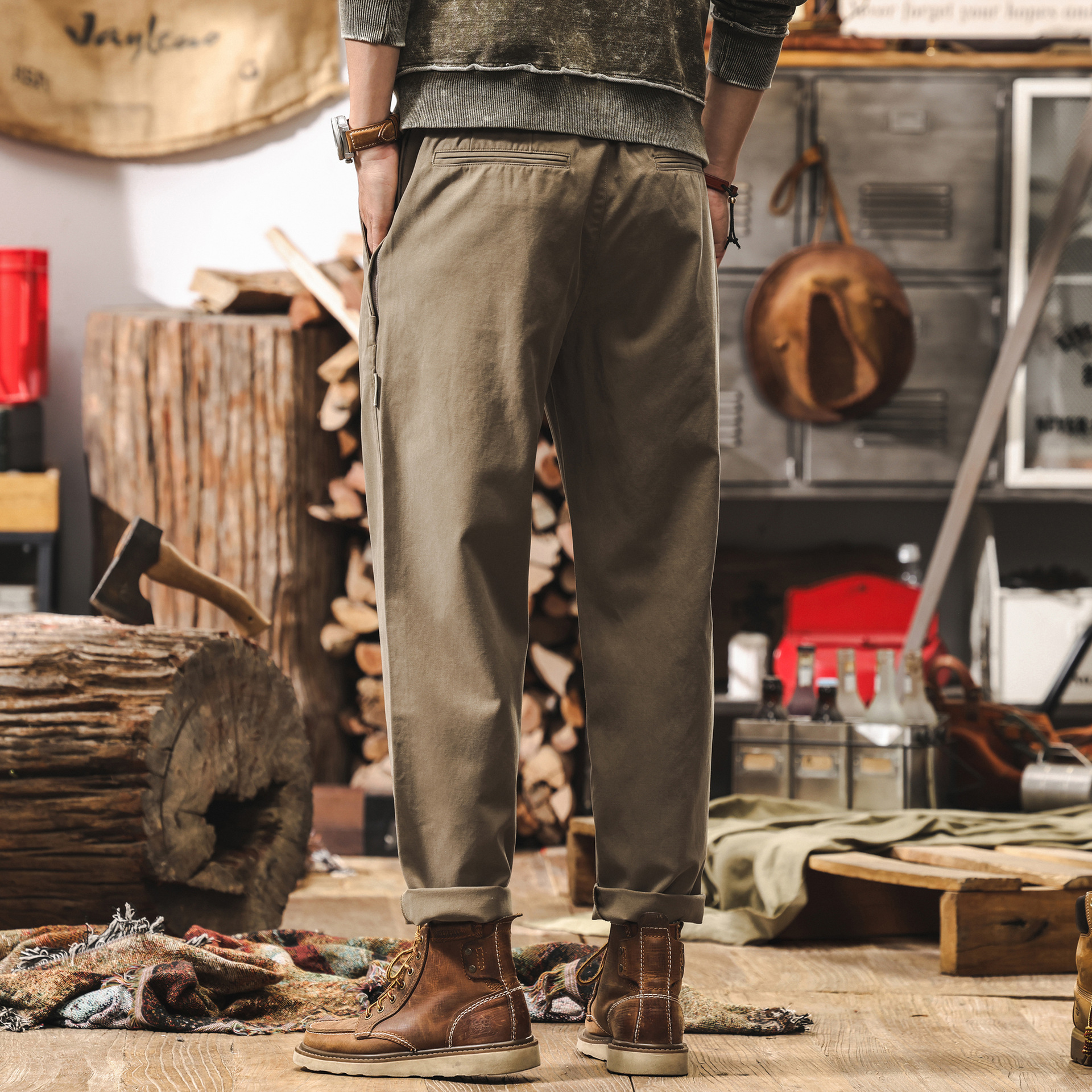 美拉德萊賽爾天絲褲子男春季2025新款美式復古寬鬆直筒男士休閒褲