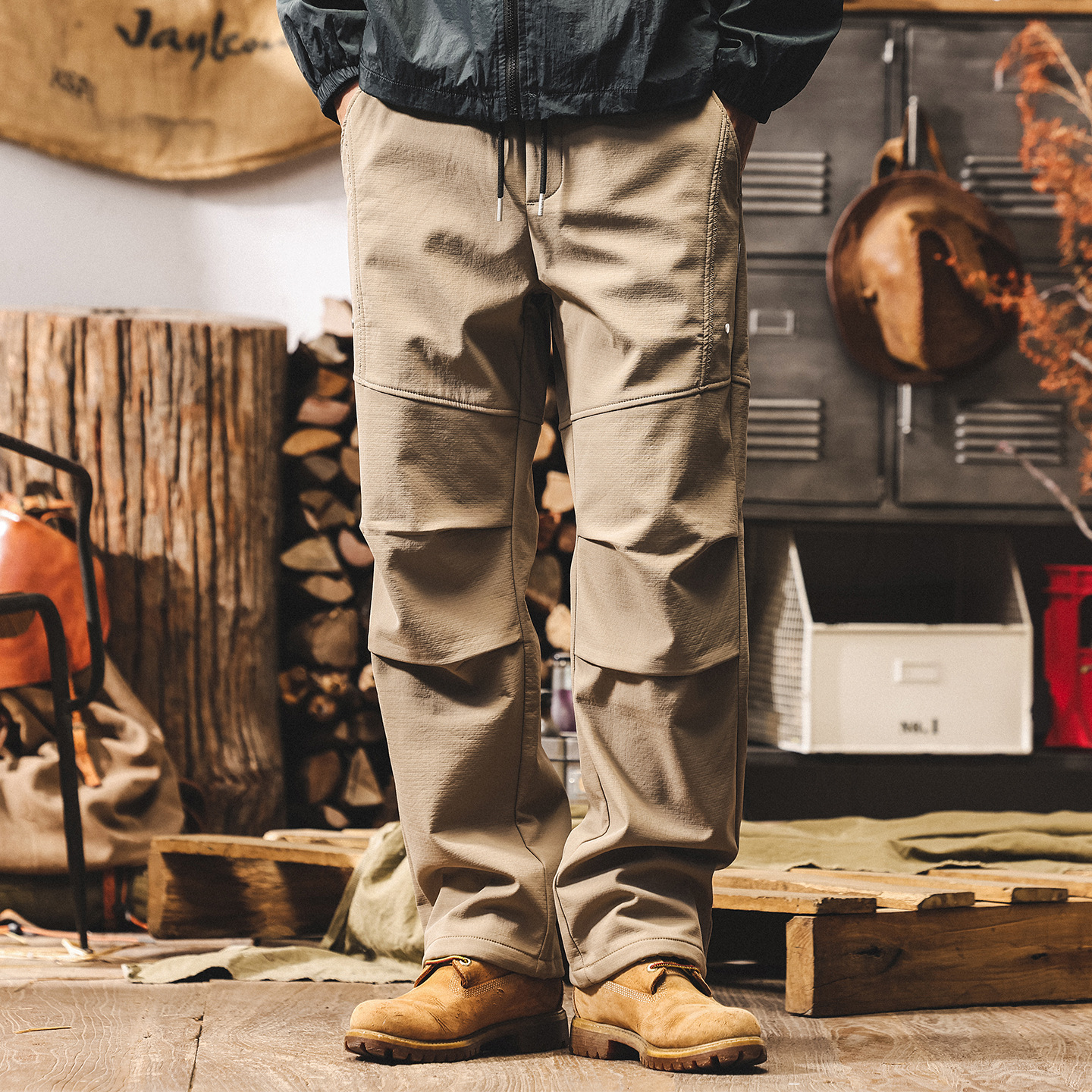 美式復古加絨工裝褲子男直筒冬季潮牌加厚機能傘兵褲寬鬆休閒長褲