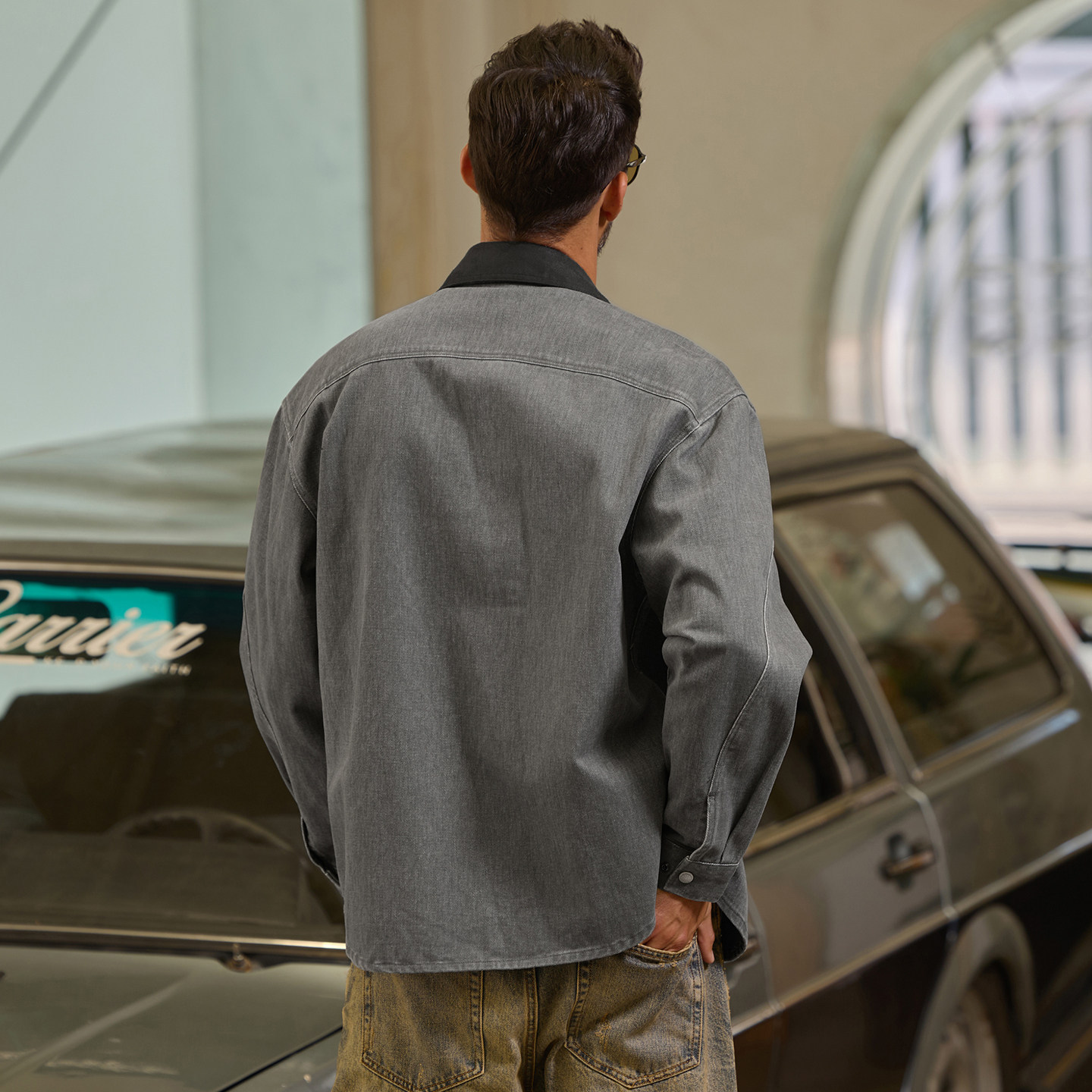 美式復古工裝襯衫男春季2026新款寬鬆硬漢帥氣獵裝夾克外套男春秋