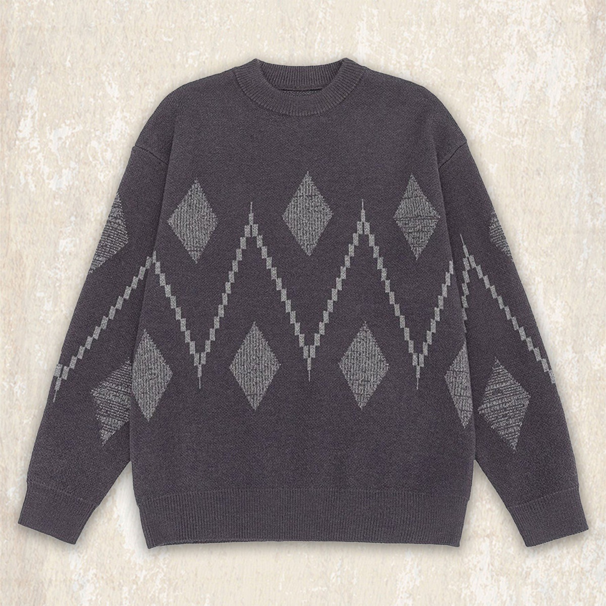美式復古費爾島男士毛衣冬季加厚新款潮流民族風圓領針織衫上衣男