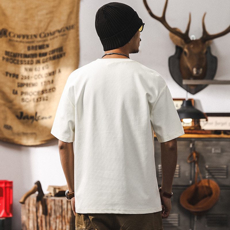 雲梯棉拼接提花涼感T恤2025新款短袖男夏季潮牌美式復古寬鬆上衣T