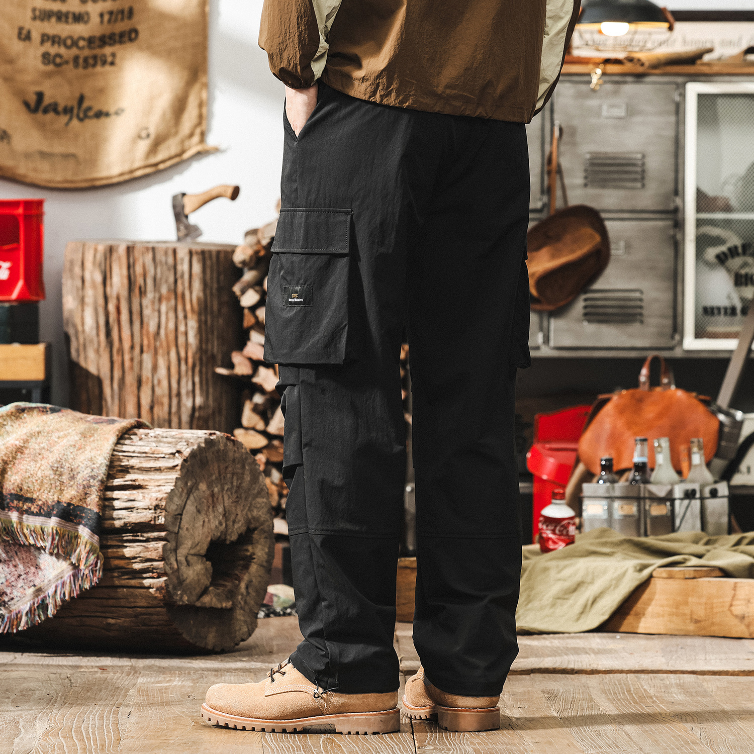 美式戶外機能工裝褲男夏季薄款冰絲男士褲子寬鬆直筒休閒褲傘兵褲