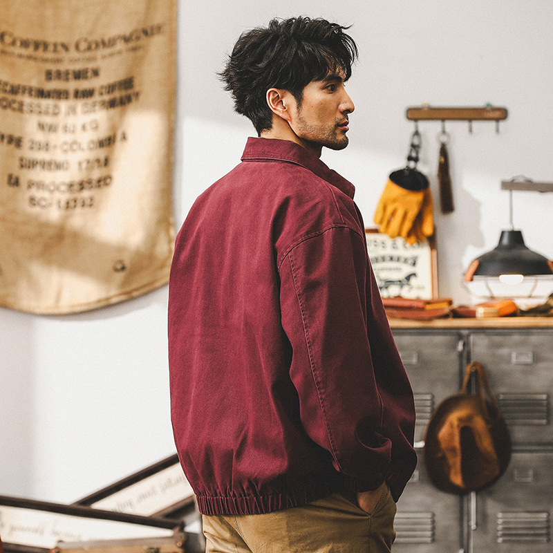 美式經典複古工裝夾克男春秋款潮牌寬松翻領水洗男士秋裝上衣外套