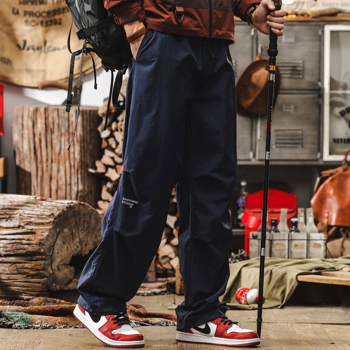 美式復古戶外運動大碼褲子男夏季潮牌薄款通勤速幹寬鬆休閒長褲男