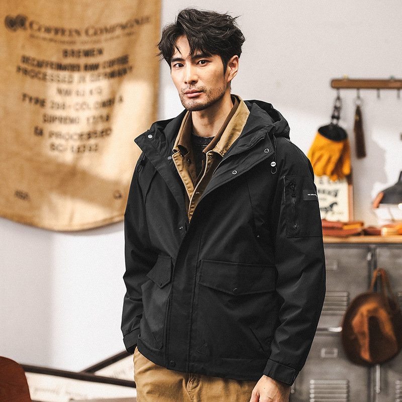 美式復古工裝外套男秋季2024新款潮牌獵裝機能夾克戶外男款衝鋒衣