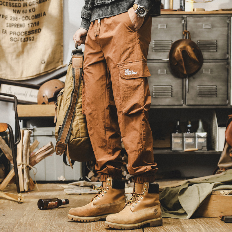 美式復古工裝褲子男秋季2024新款寬鬆大碼城市通勤直筒束腳休閒褲