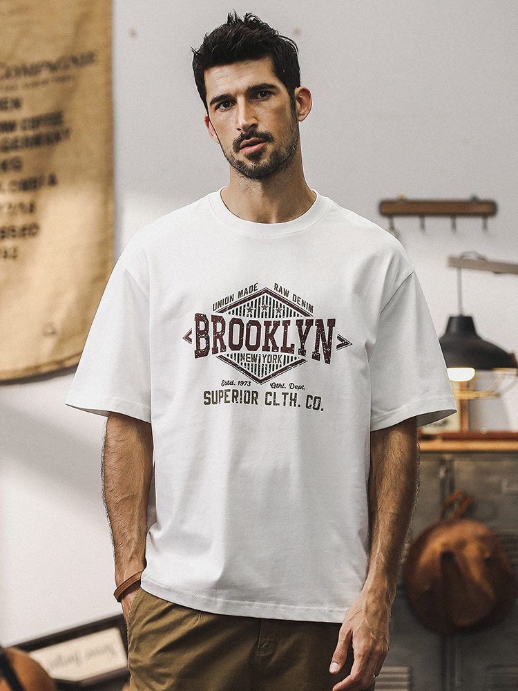 杰雷諾美式復古重磅男T恤短袖夏季潮牌寬鬆休閒大碼衣服男款