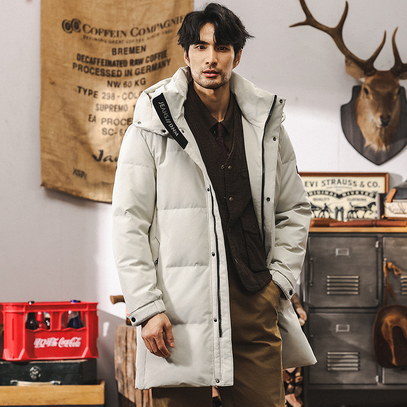 傑雷諾90絨男士外套羽絨服男中長款石墨烯保暖禦寒服通勤冬季大衣