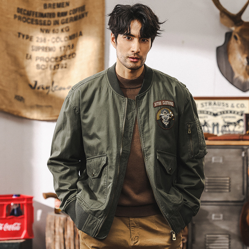 美式復古阿美咔嘰工裝外套男秋冬款潮牌棒球領獵裝戶外休閒夾克男