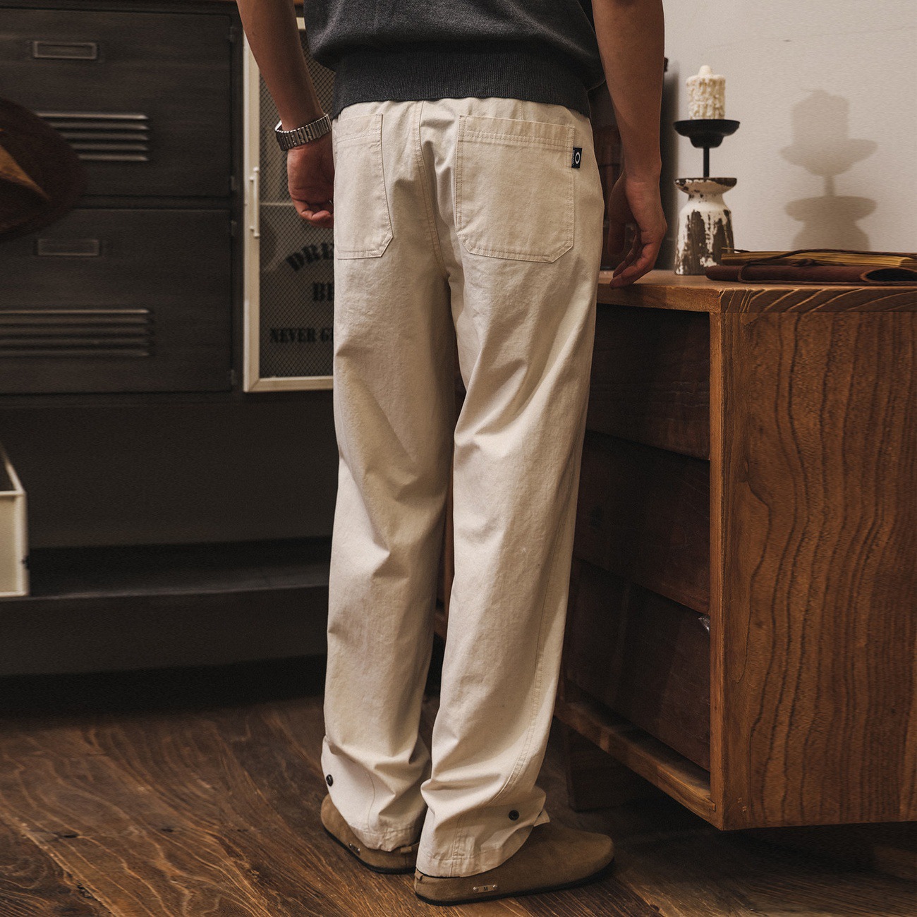 美式復古老錢風亞麻褲子男夏季薄款透氣寬鬆慵懶鬆弛感休閒長褲男