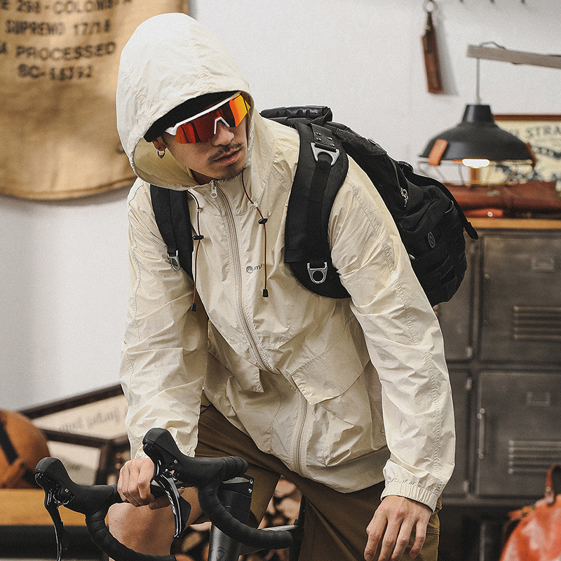 傑雷諾冰絲涼感連帽防曬衣男士夏季皮膚衣戶外薄款機能工裝男外套