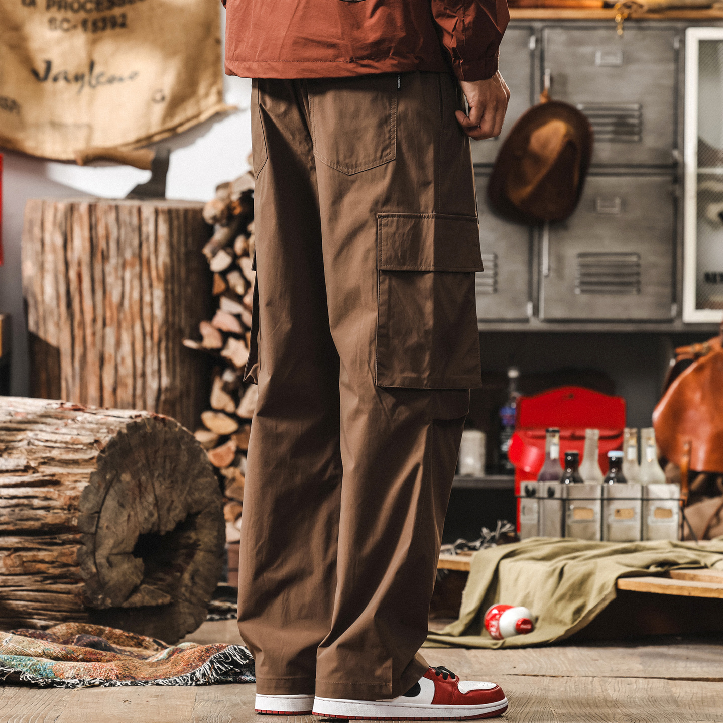 美拉德復古休閒褲男士夏季新款山系戶外工裝褲子男寬鬆速幹傘兵褲