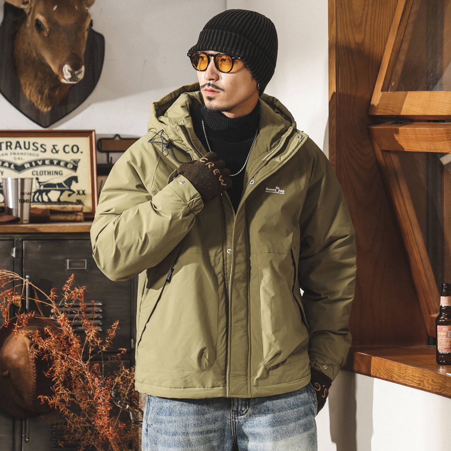 美式復古高充絨蓬鬆90白鴨絨工裝羽絨服男冬季新款加厚保暖外套男