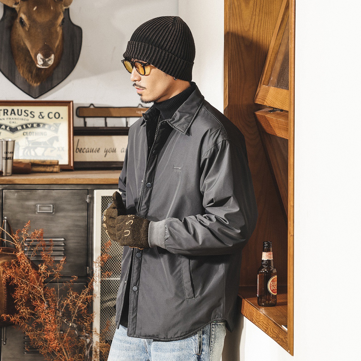 美式復古90%白鴨絨輕薄男士羽絨服冬季新款禦寒保暖襯衫羽絨外套