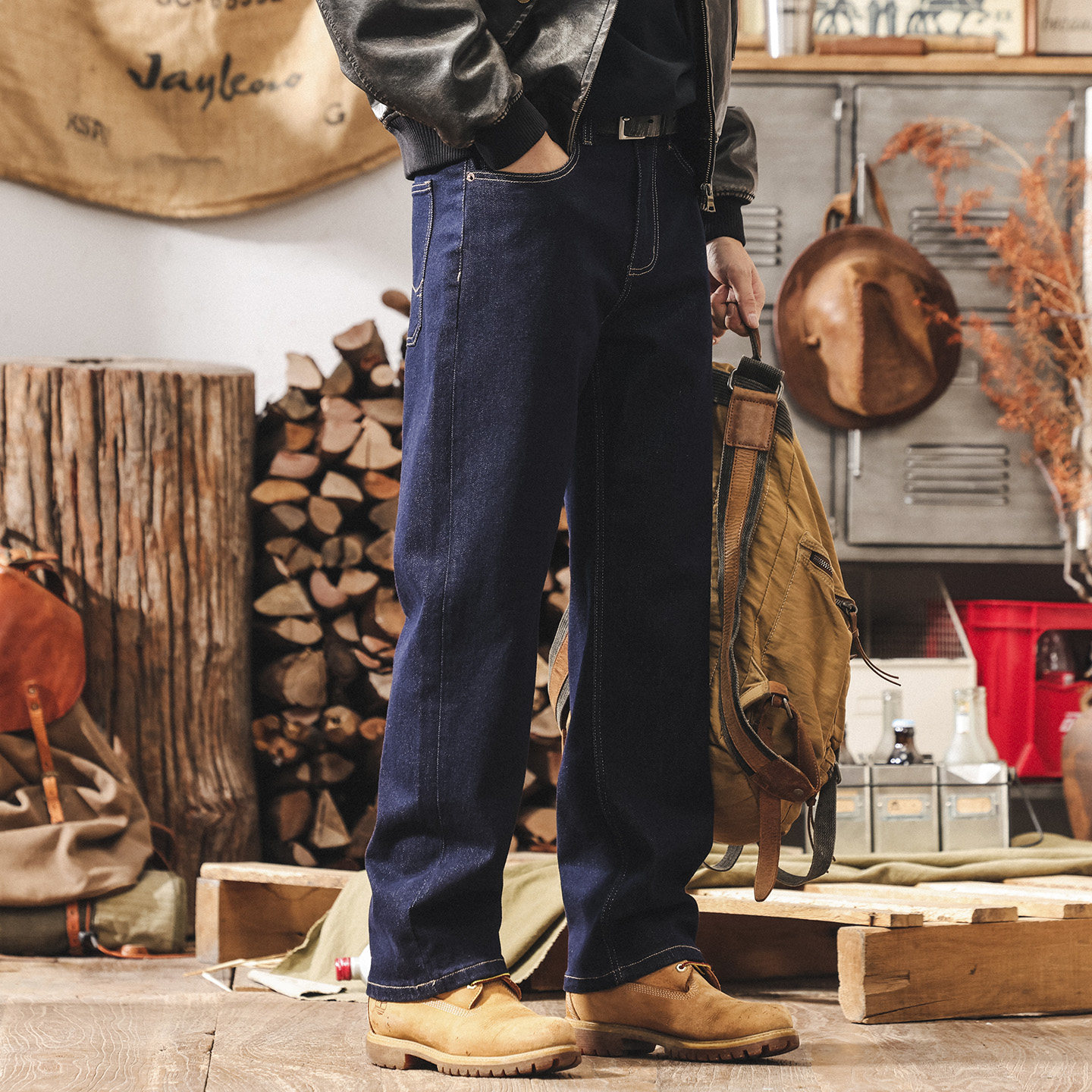 美式復古經典原色牛仔褲男春季新款寬鬆直筒大碼褲子春秋休閒長褲