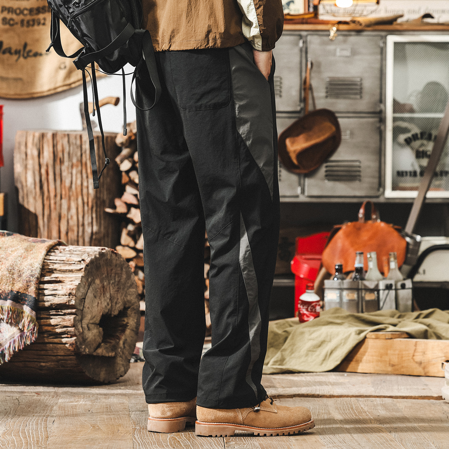 美式戶外涼感薄款冰絲褲子男夏季寬鬆直筒山系通勤工裝男士休閒褲