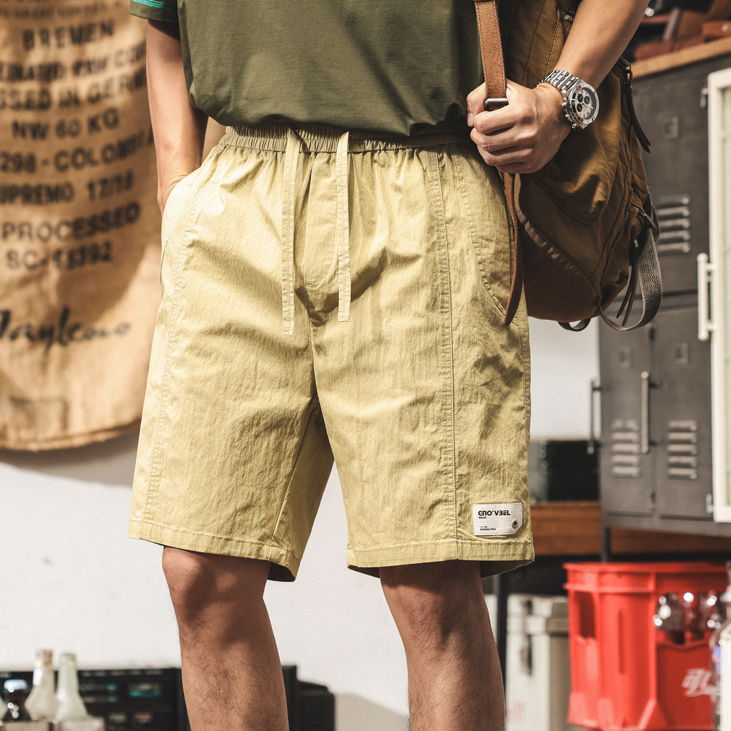卡其色工裝短褲男夏季2025新款寬鬆速幹五分褲男士潮牌休閒中褲潮