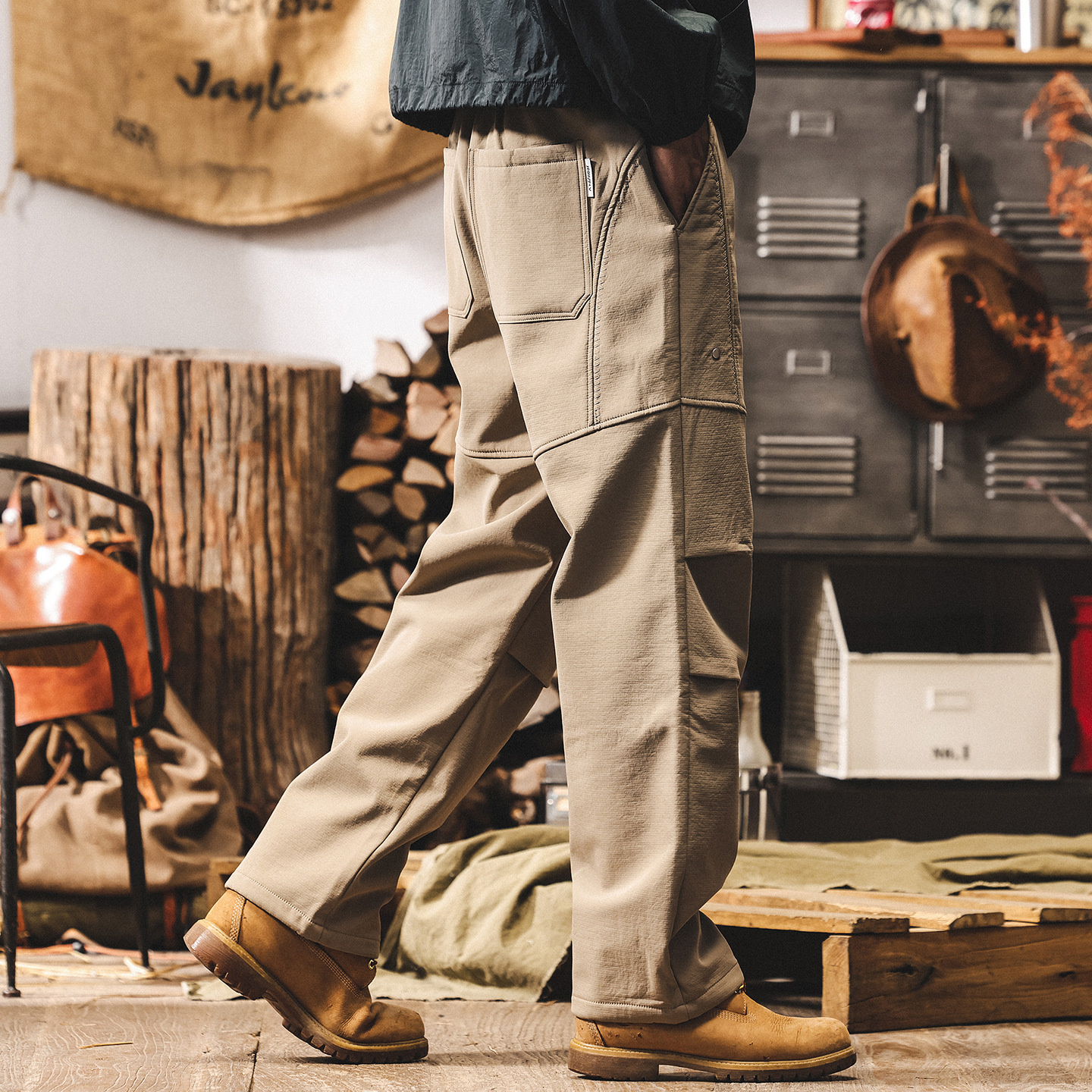 美式復古加絨工裝褲子男直筒冬季潮牌加厚機能傘兵褲寬鬆休閒長褲