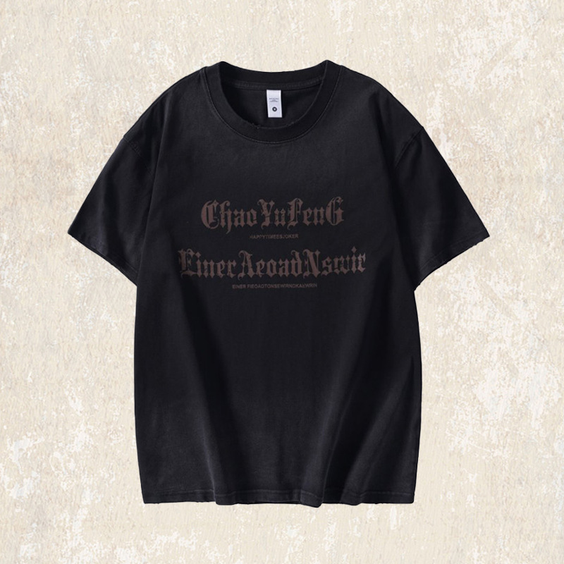 潮牌設計感短袖美式高街印花T恤男2025新款夏季男士寬鬆體恤上衣