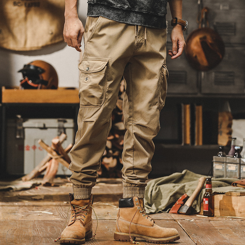 美式復古工裝褲子男春季2024新款拉鏈束腳戶外戰術獵裝男士休閒褲