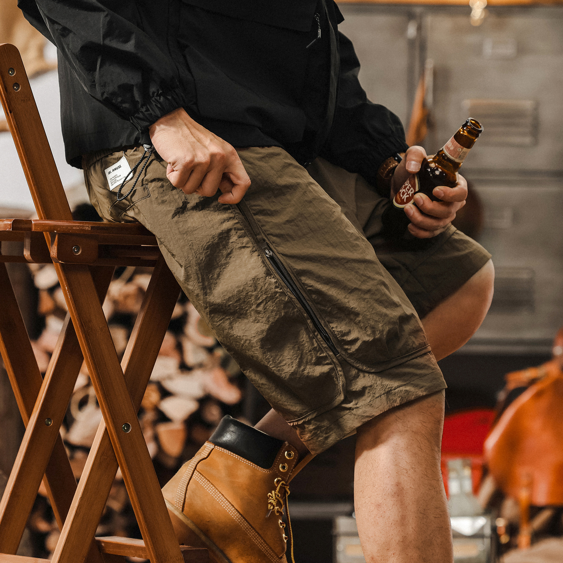 冰絲涼感工裝短褲男夏季美式山系戶外薄款速幹運動寬鬆大碼五分褲