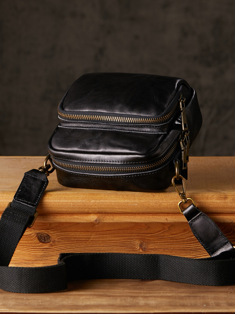 手工植鞣皮手機包男士休閒單肩斜挎包時尚個性頭層牛皮迷你小挎包