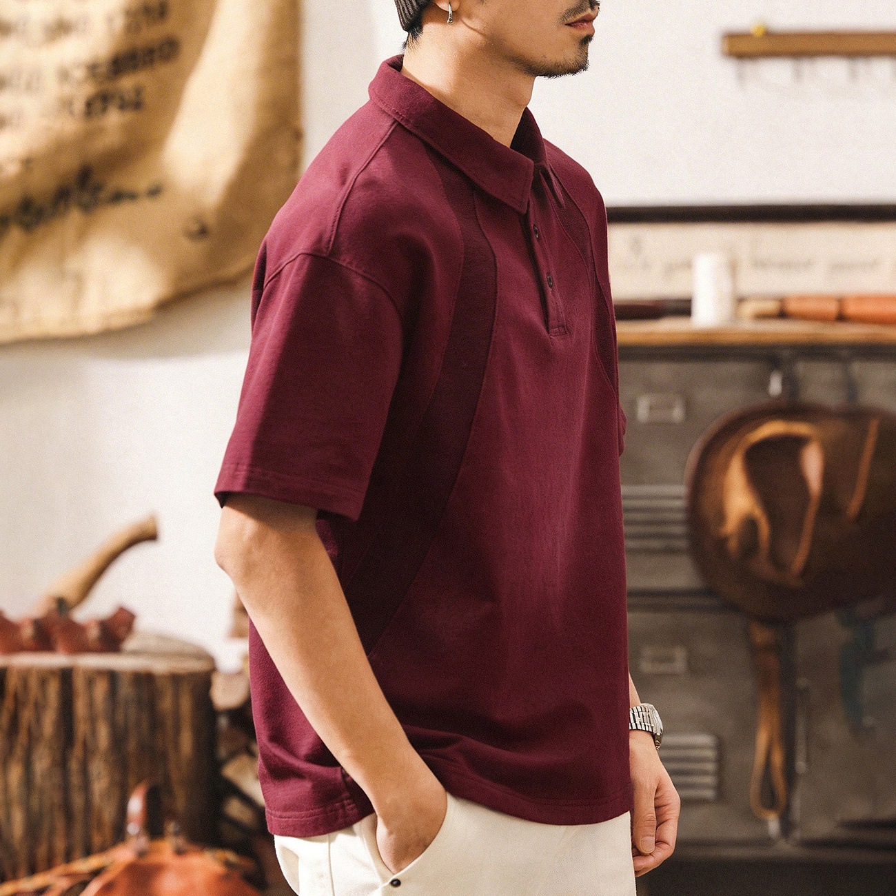 美式復古男士Polo衫短袖男夏季2026新款潮牌T恤男裝寬鬆上衣