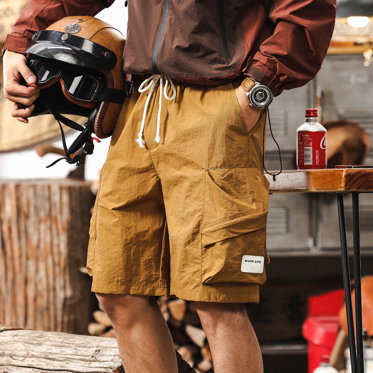 美式薄款戶外機能工裝短褲男夏季寬鬆戰術獵裝速幹多口袋五分褲男