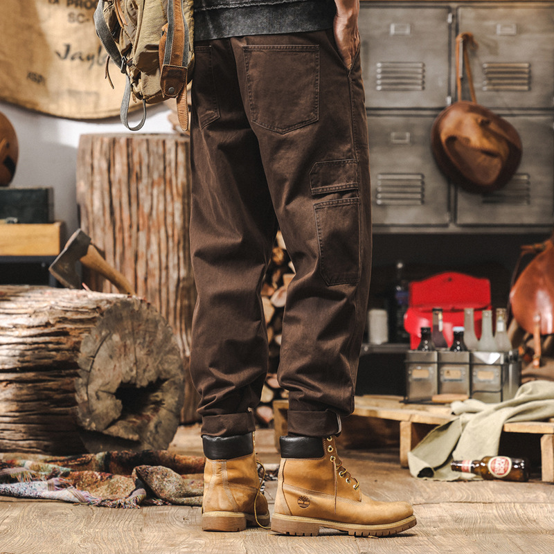 美拉德復古工裝褲子男春季2025新款直筒闊腿褲潮牌寬鬆休閒長褲男