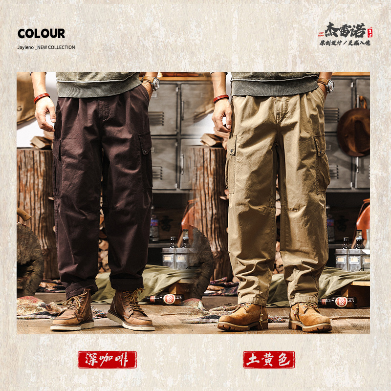 美式復古潮牌耐磨工裝褲子男2025秋季新款戶外寬鬆直筒男士休閒褲